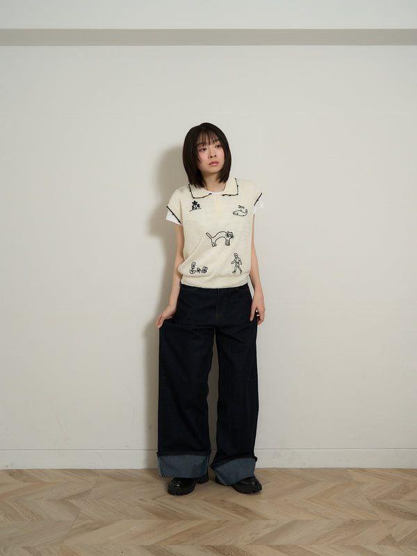 wide leg denim pants
