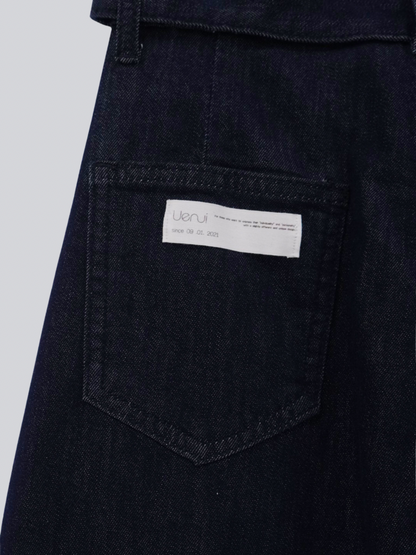 belted high waist denim pants