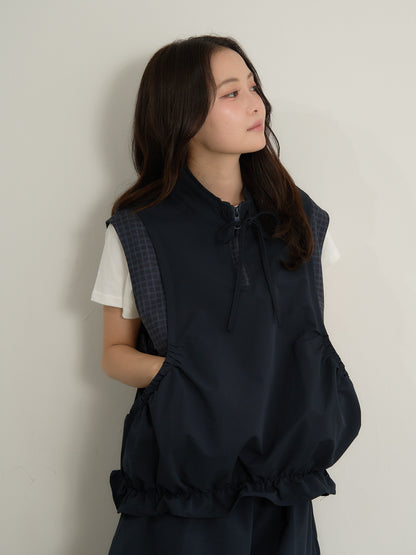 check vest & skirt set