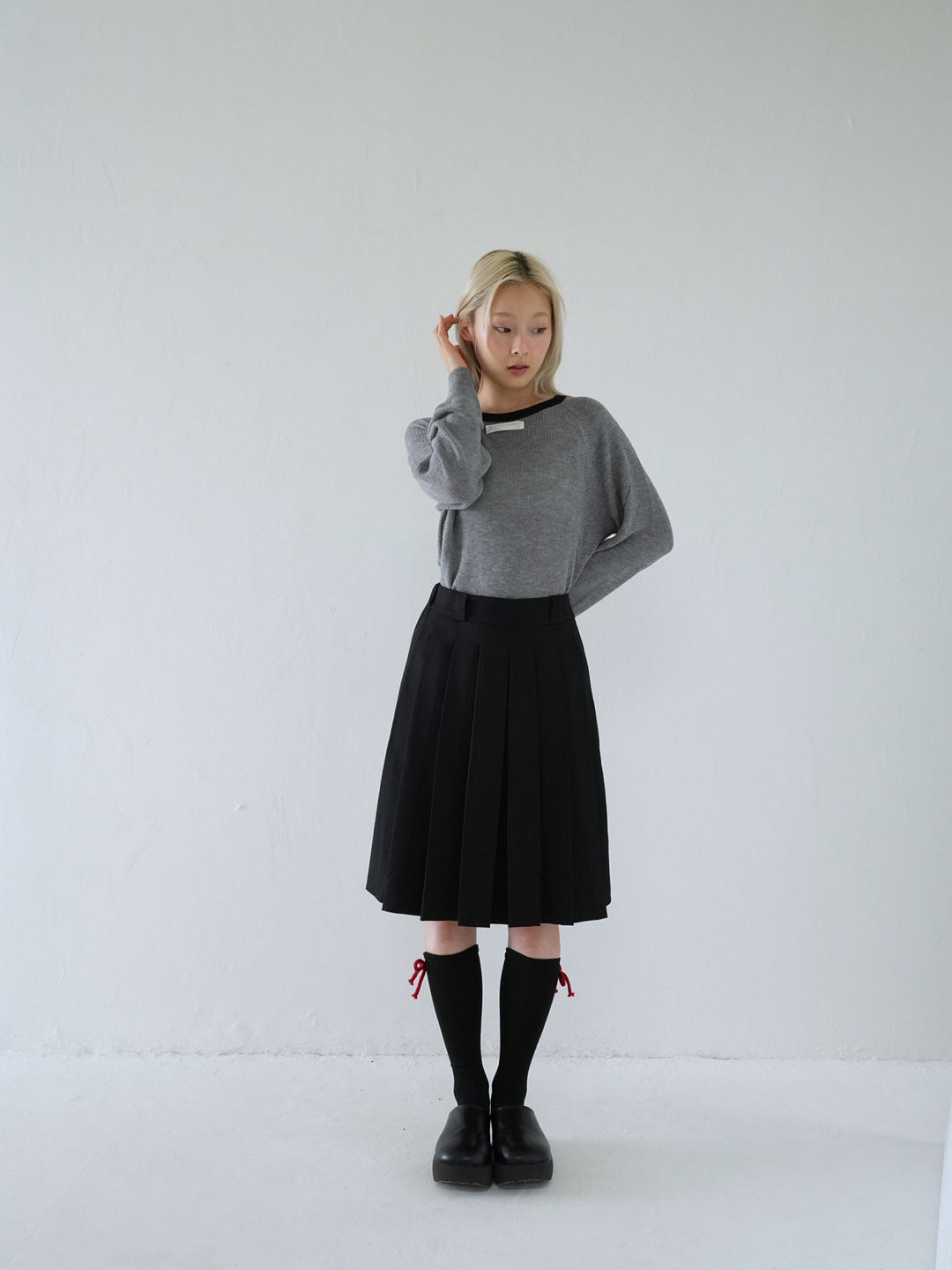 【 10月上旬発送予定 】contrast trim rib knit top