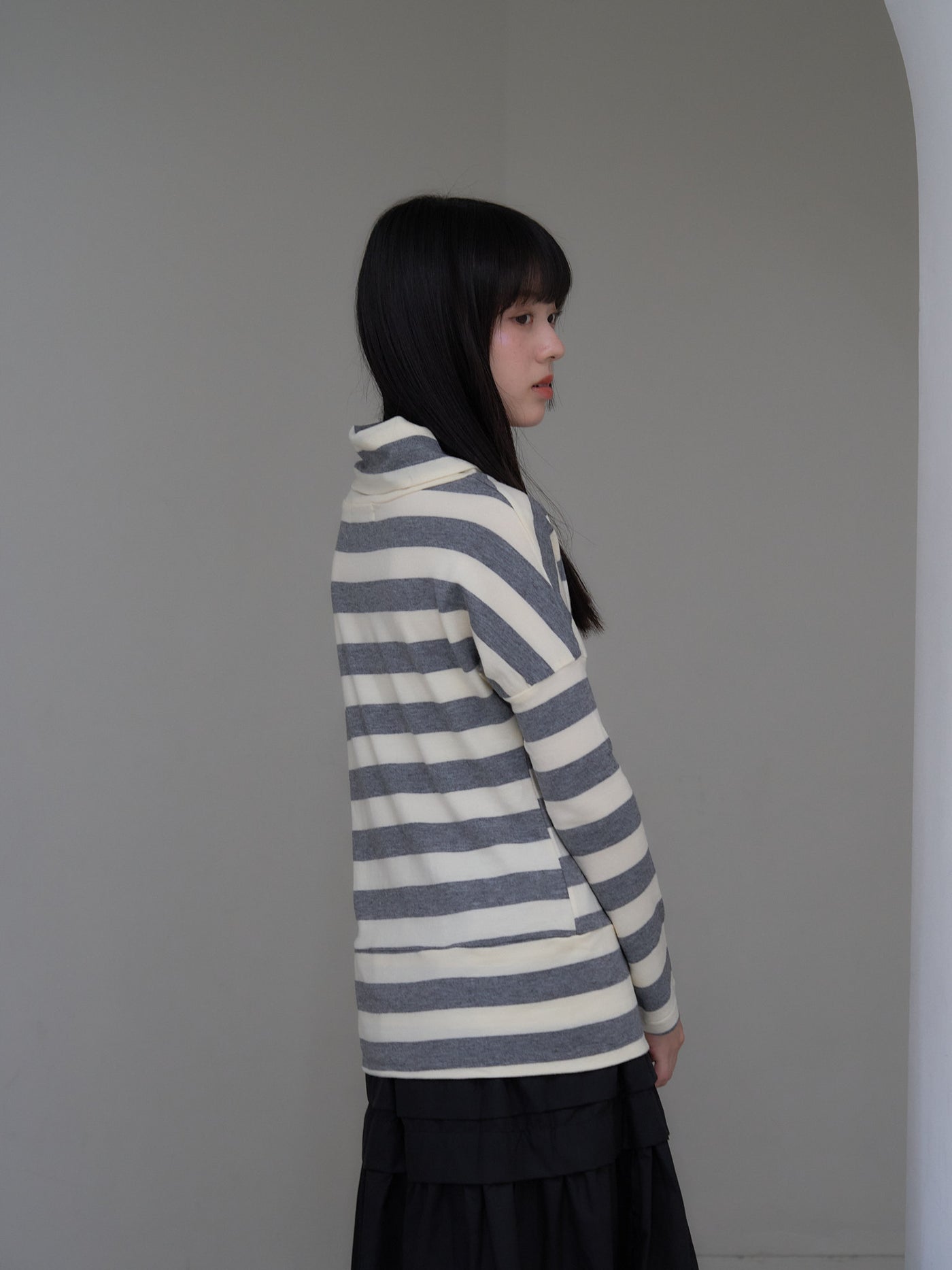 2way neck border knit