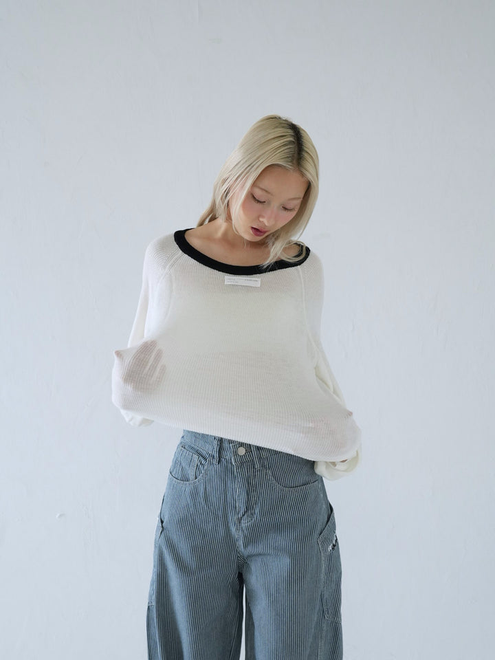 【 10月上旬発送予定 】contrast trim rib knit top