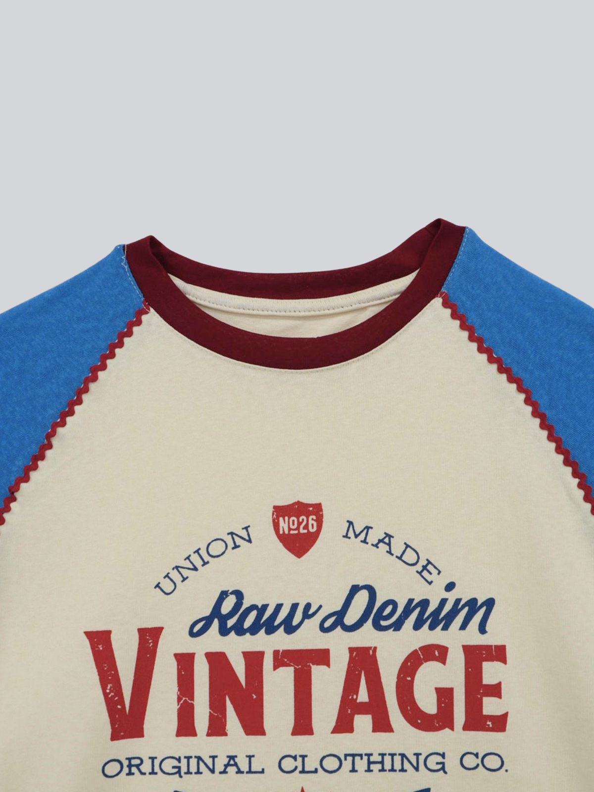 vintage raglan print long  tee