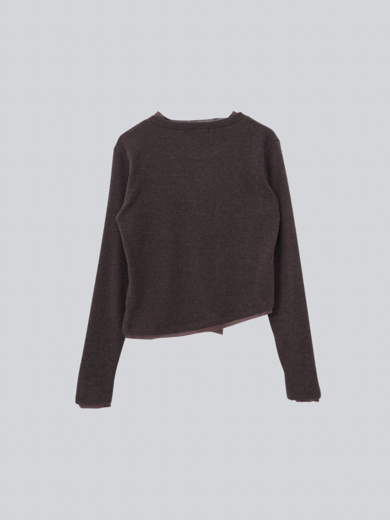 asymmetric button rib cardigan