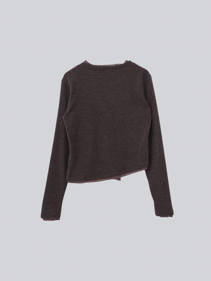 asymmetric button rib cardigan