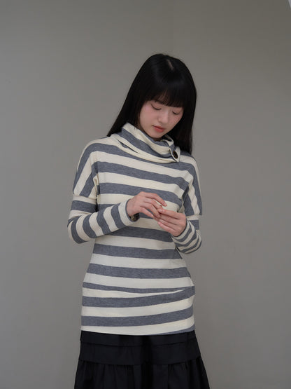 2way neck border knit