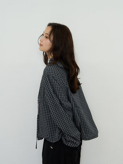 check hooded shirt