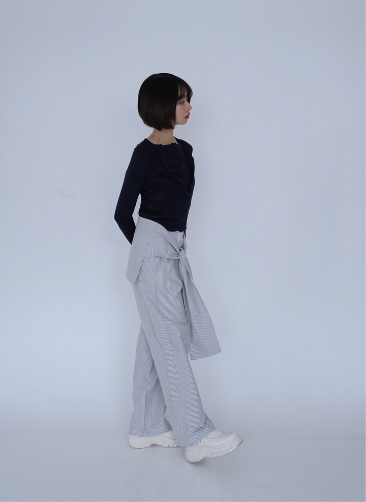【8月26日発送予定】waist ribbon wide pants