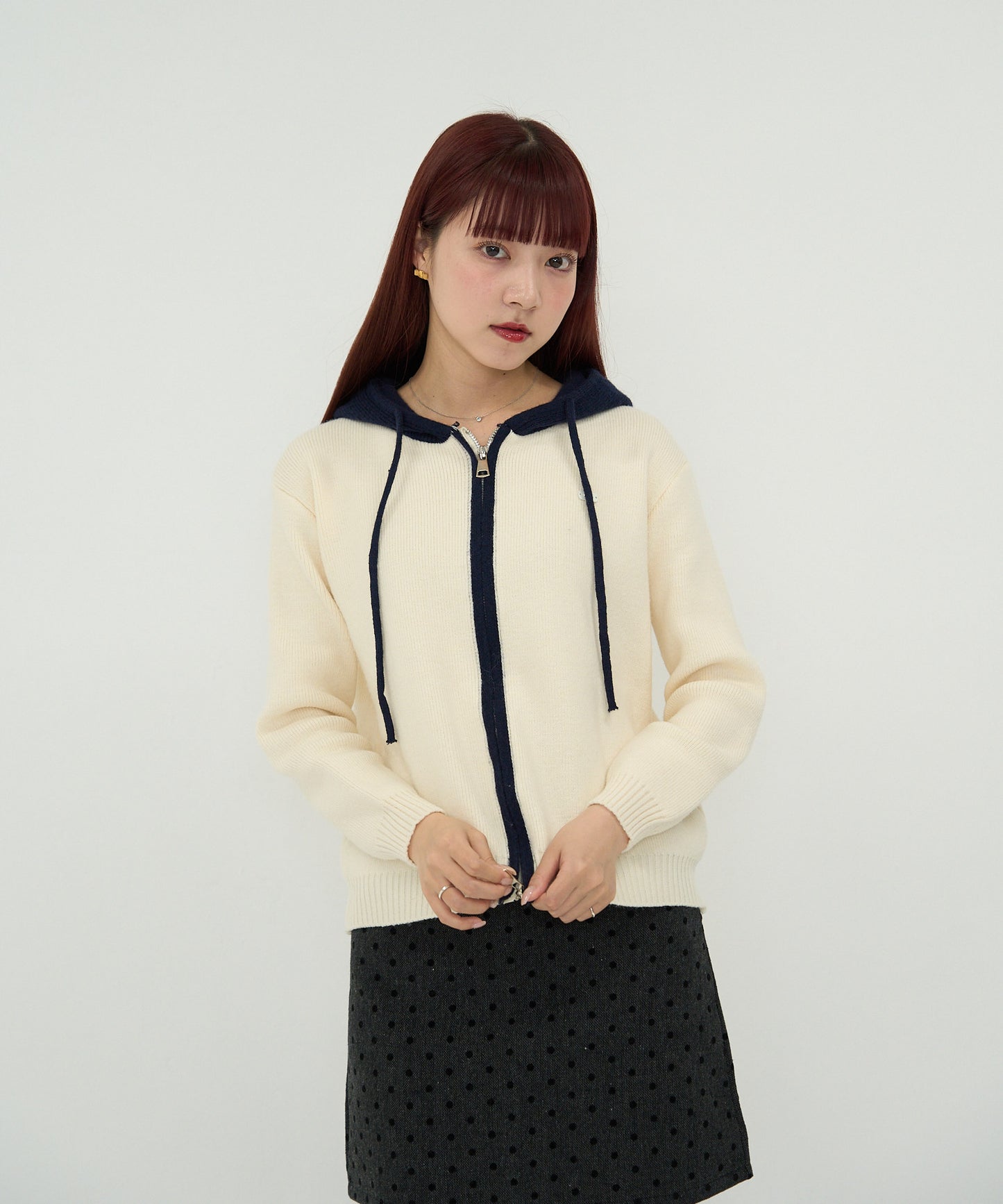 bicolor zip knit