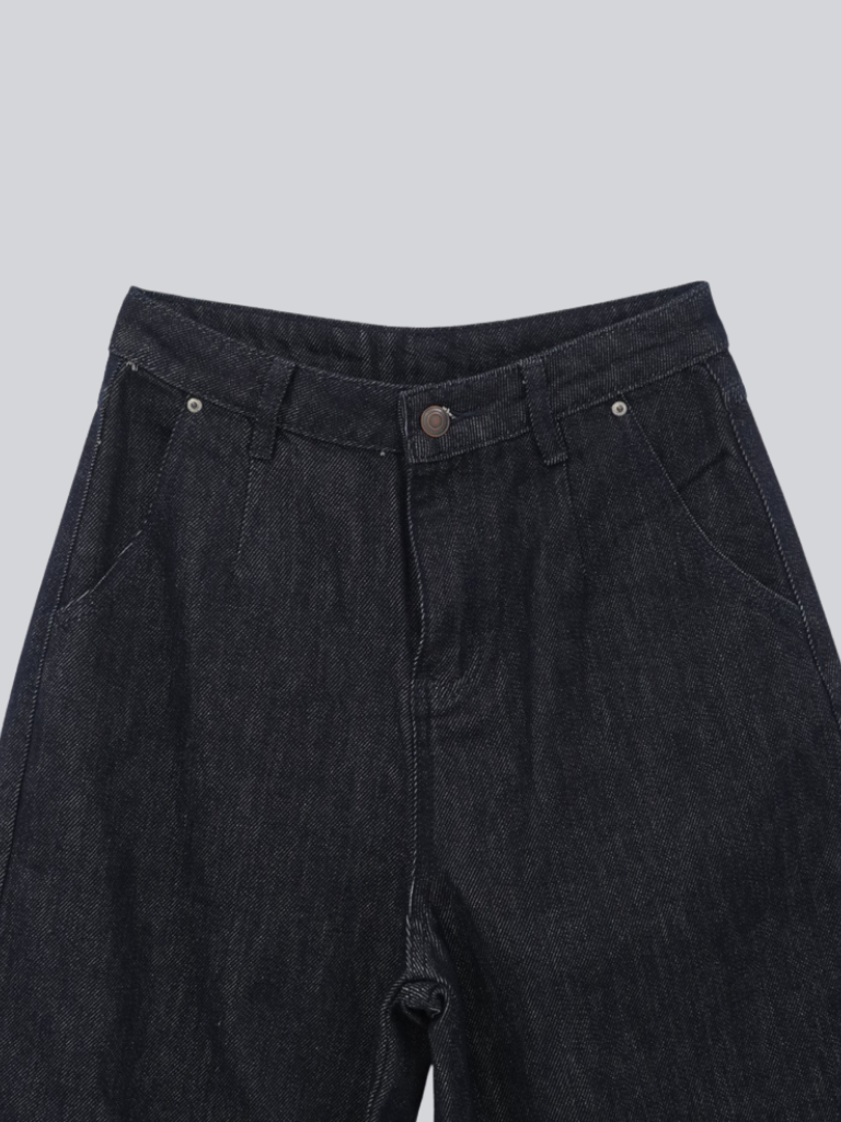 frill hem wide denim pants