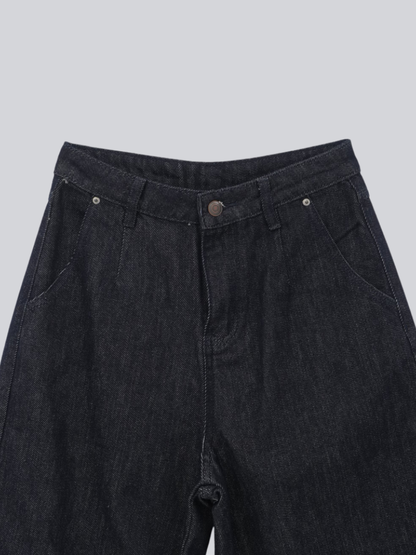 frill hem wide denim pants
