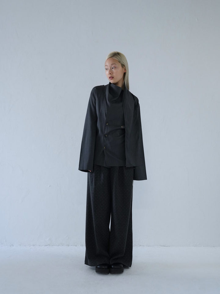 【 10月上旬発送予定 】drape neck asymmetric blouse