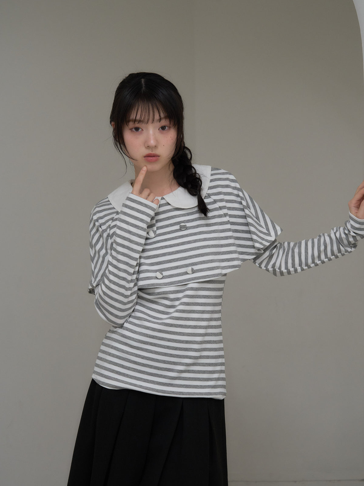 border doll collar cape sleeve top