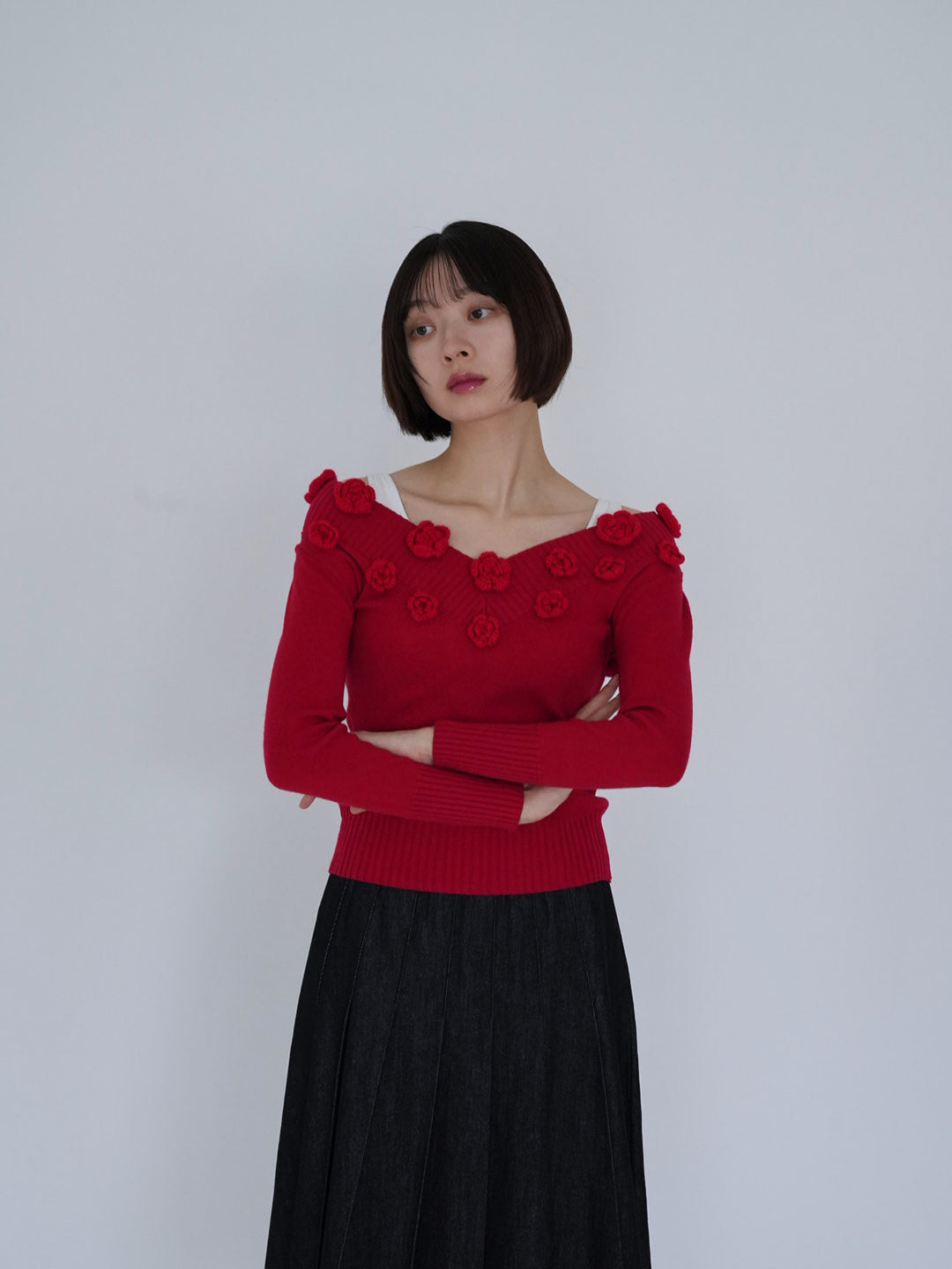 【 8月26日発送予定 】flower knit top