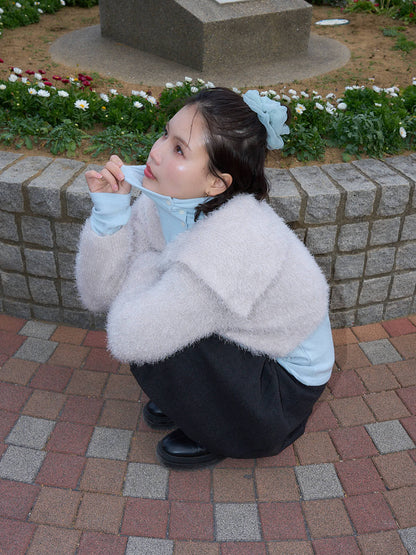 button high neck knit