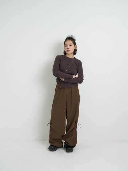 asymmetric button rib cardigan