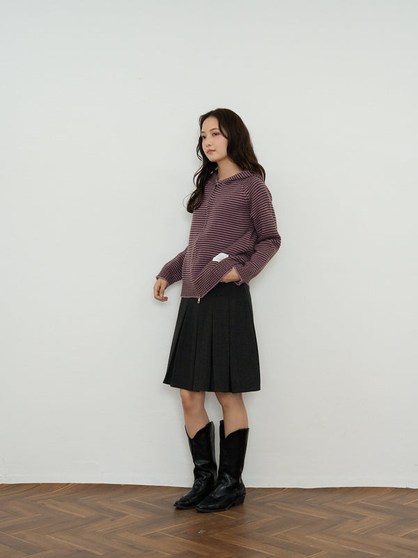 border knit zip hoodie