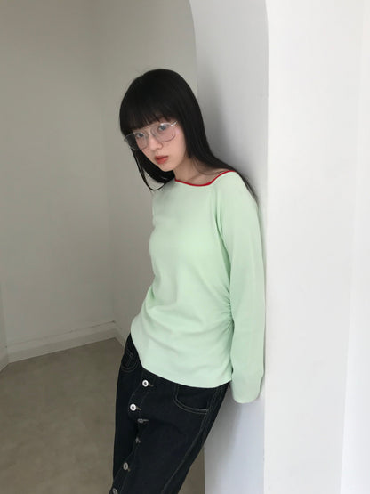 colorblock asymmetry shoulder knit