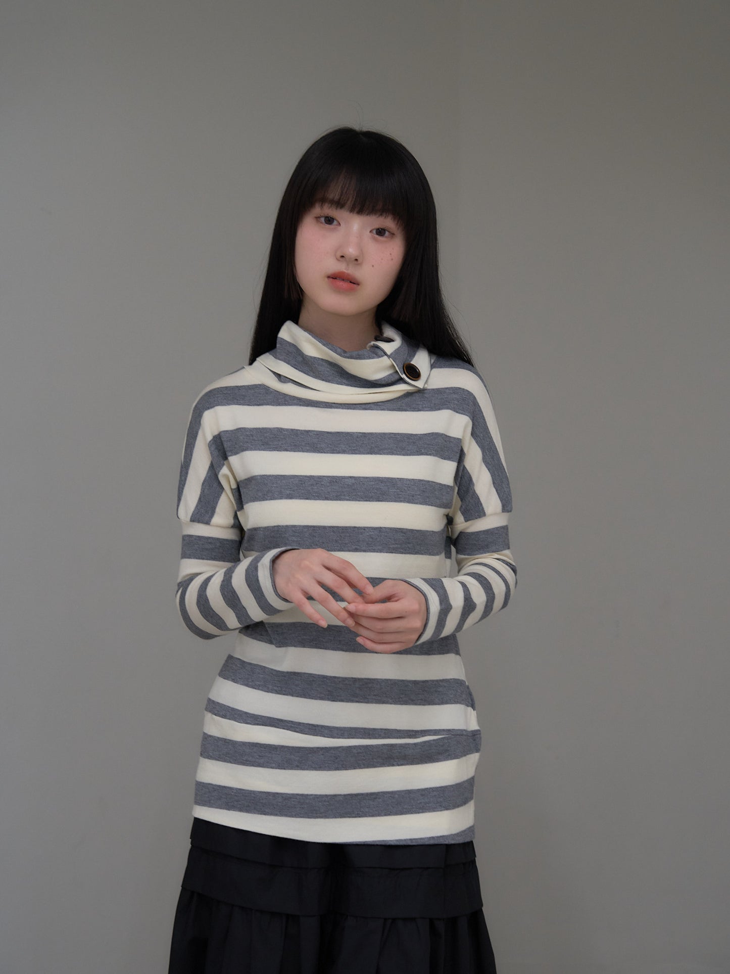 2way neck border knit