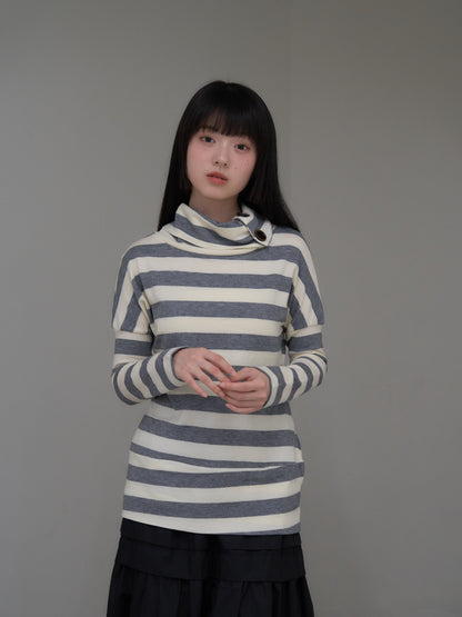 2way neck border knit
