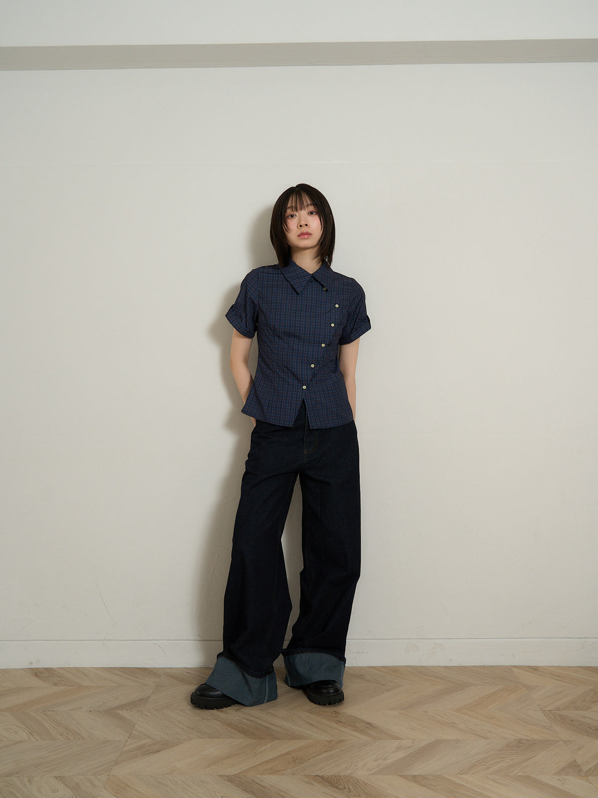 wide leg denim pants