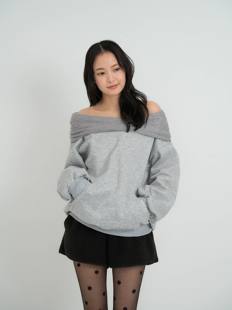 2way off shoulder sweat hoodie