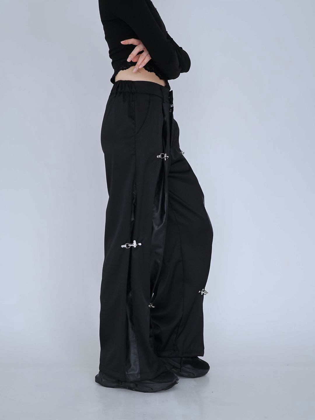 double material pin pants