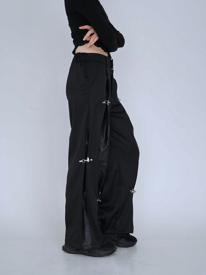 double material pin pants