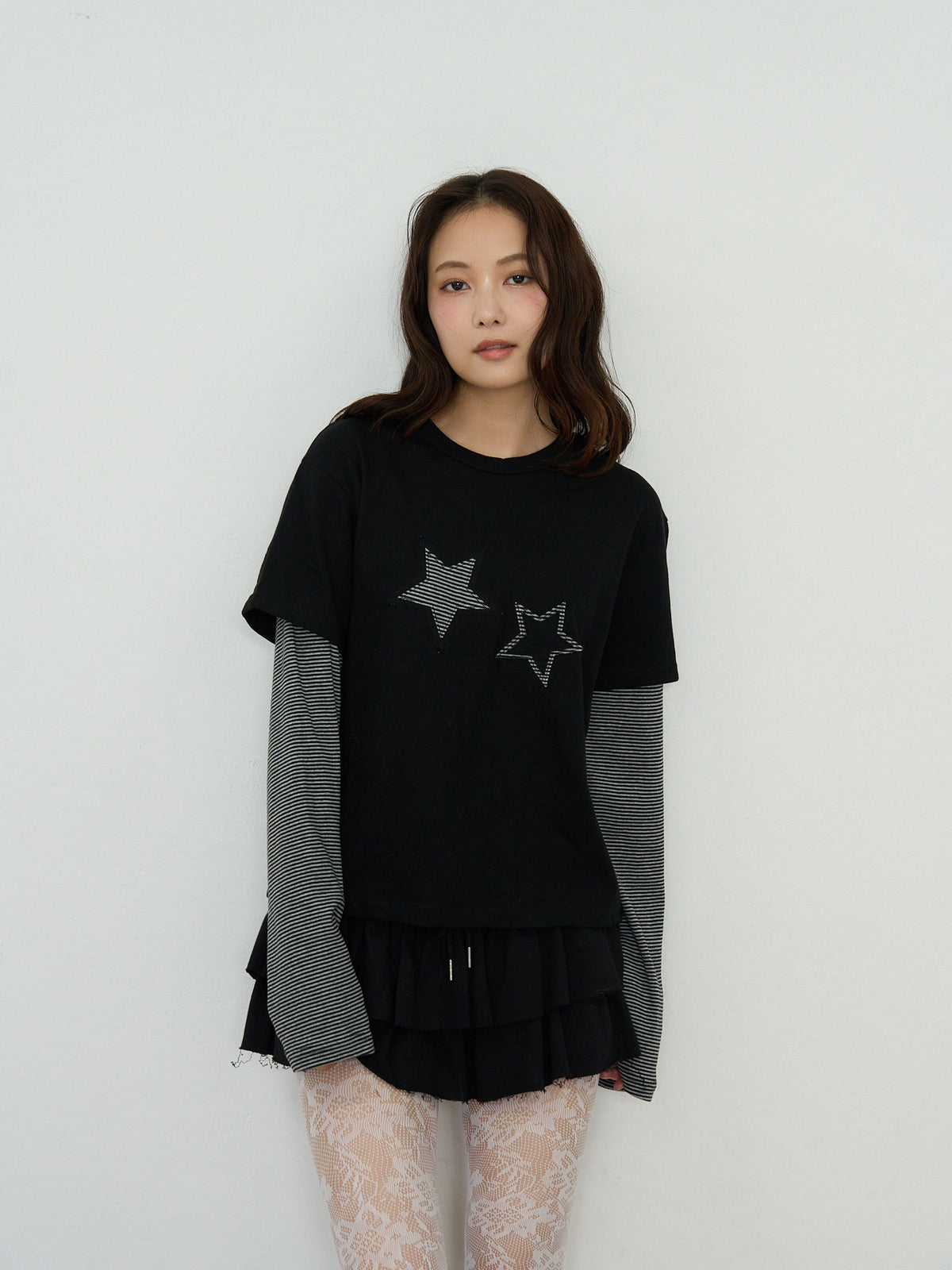 star border layered long sleeve tee