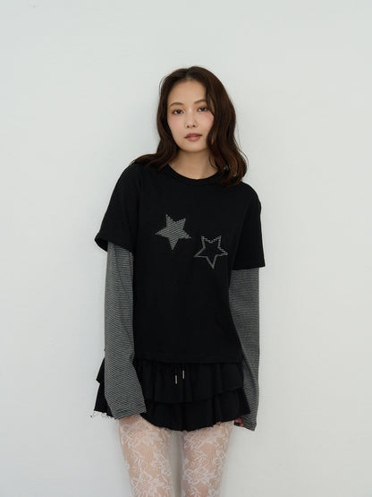 star border layered long sleeve tee