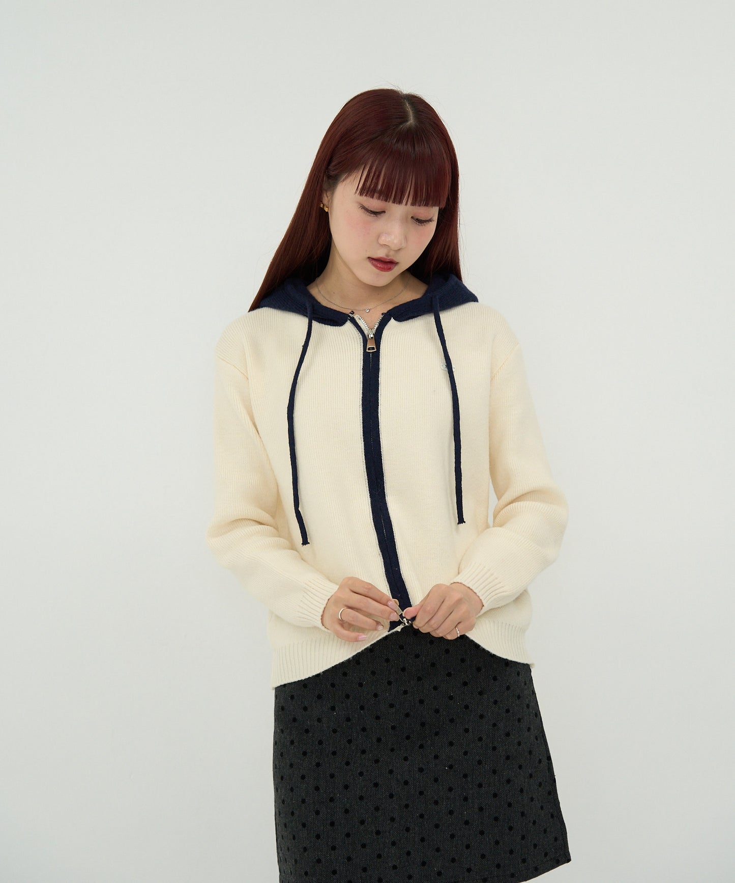 bicolor zip knit