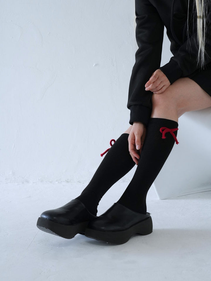 【 10月上旬発送予定 】knee-high ribbon socks