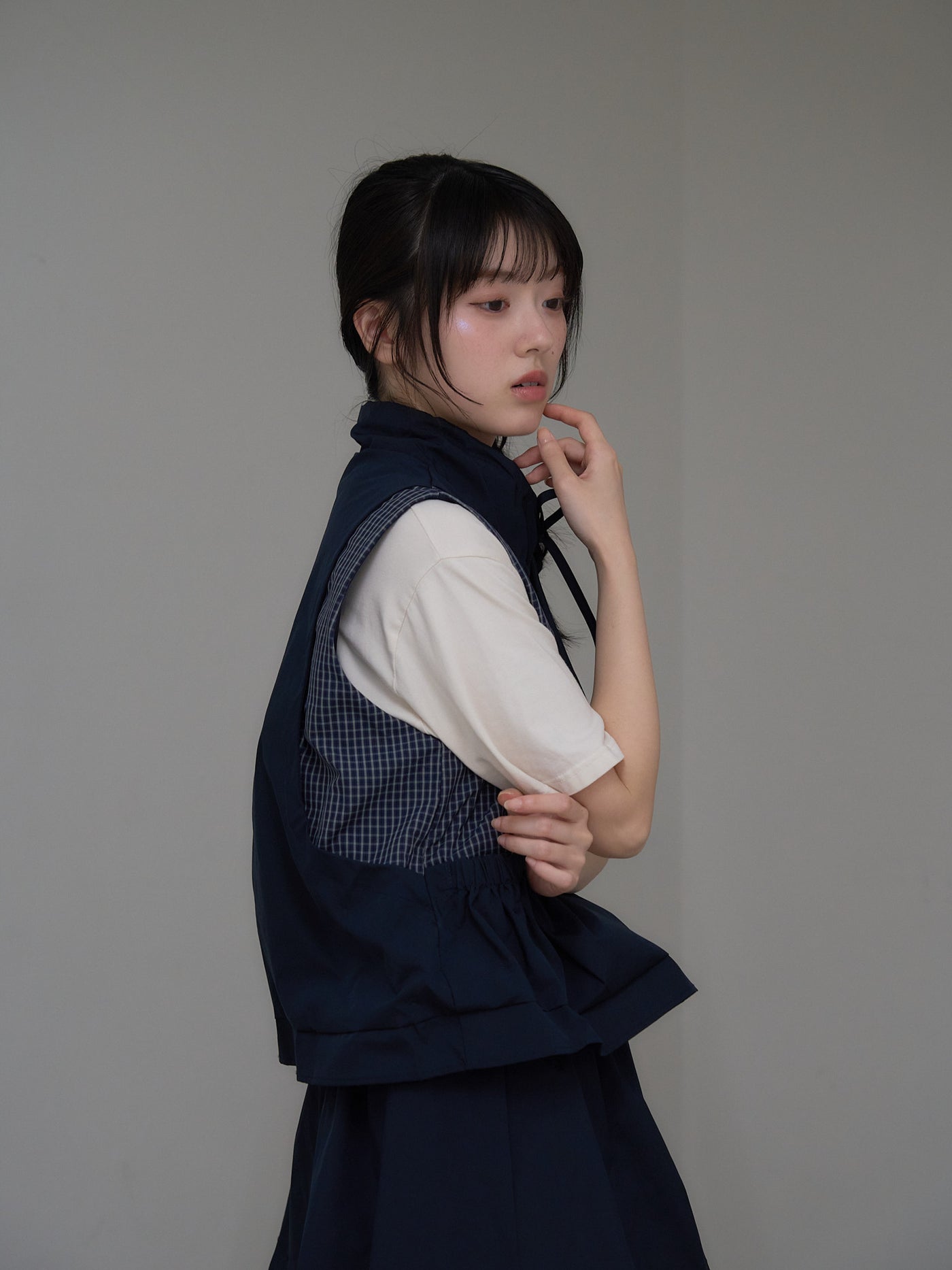 check vest & skirt set