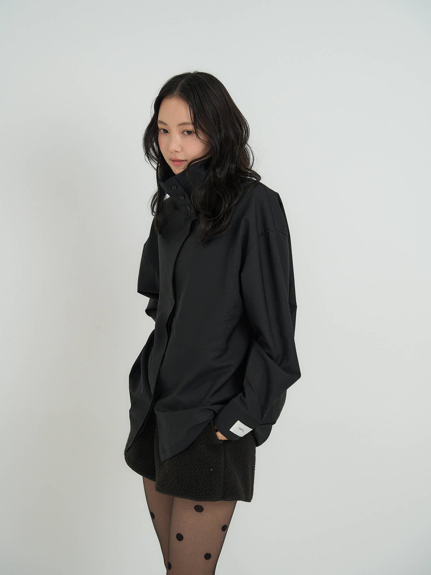 stand collar oversize shirt