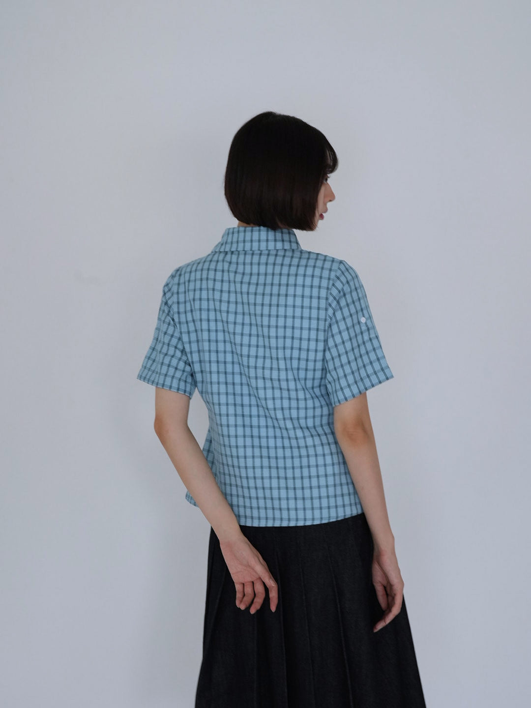 retro check button shirt