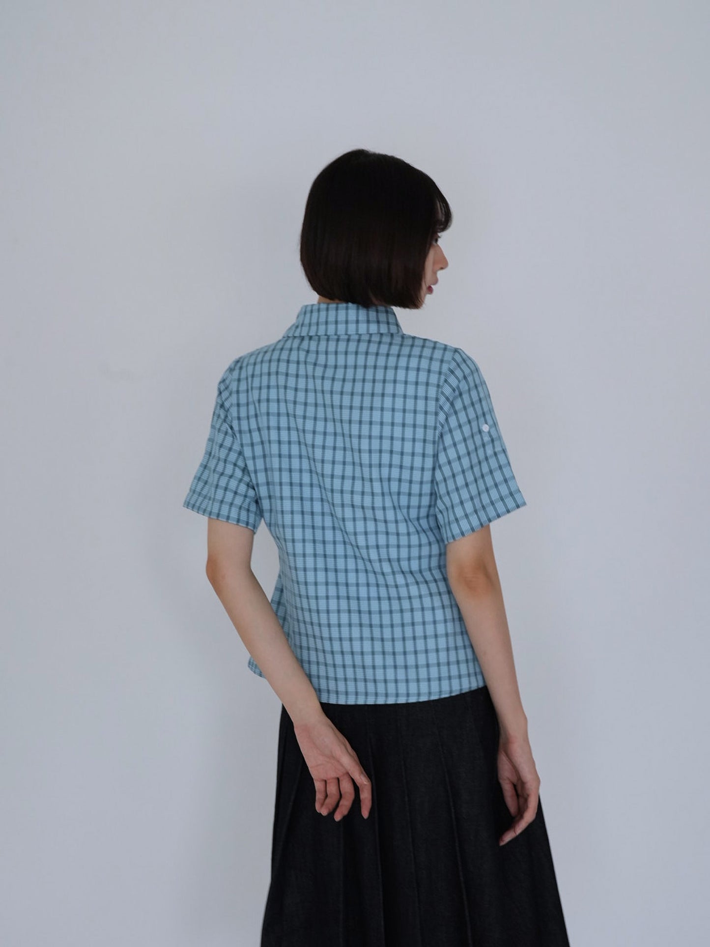 retro check button shirt