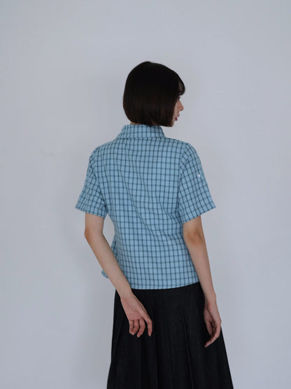 retro check button shirt