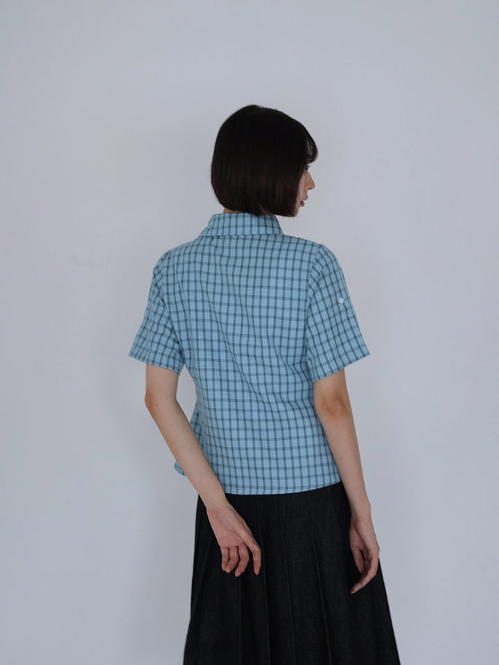 retro check button shirt