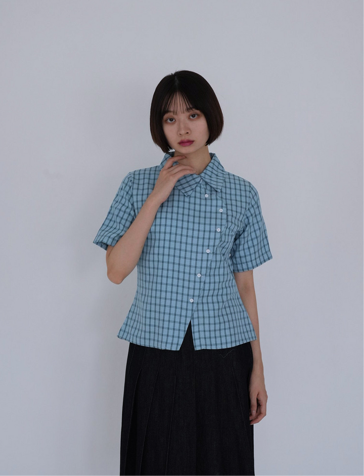 retro check button shirt