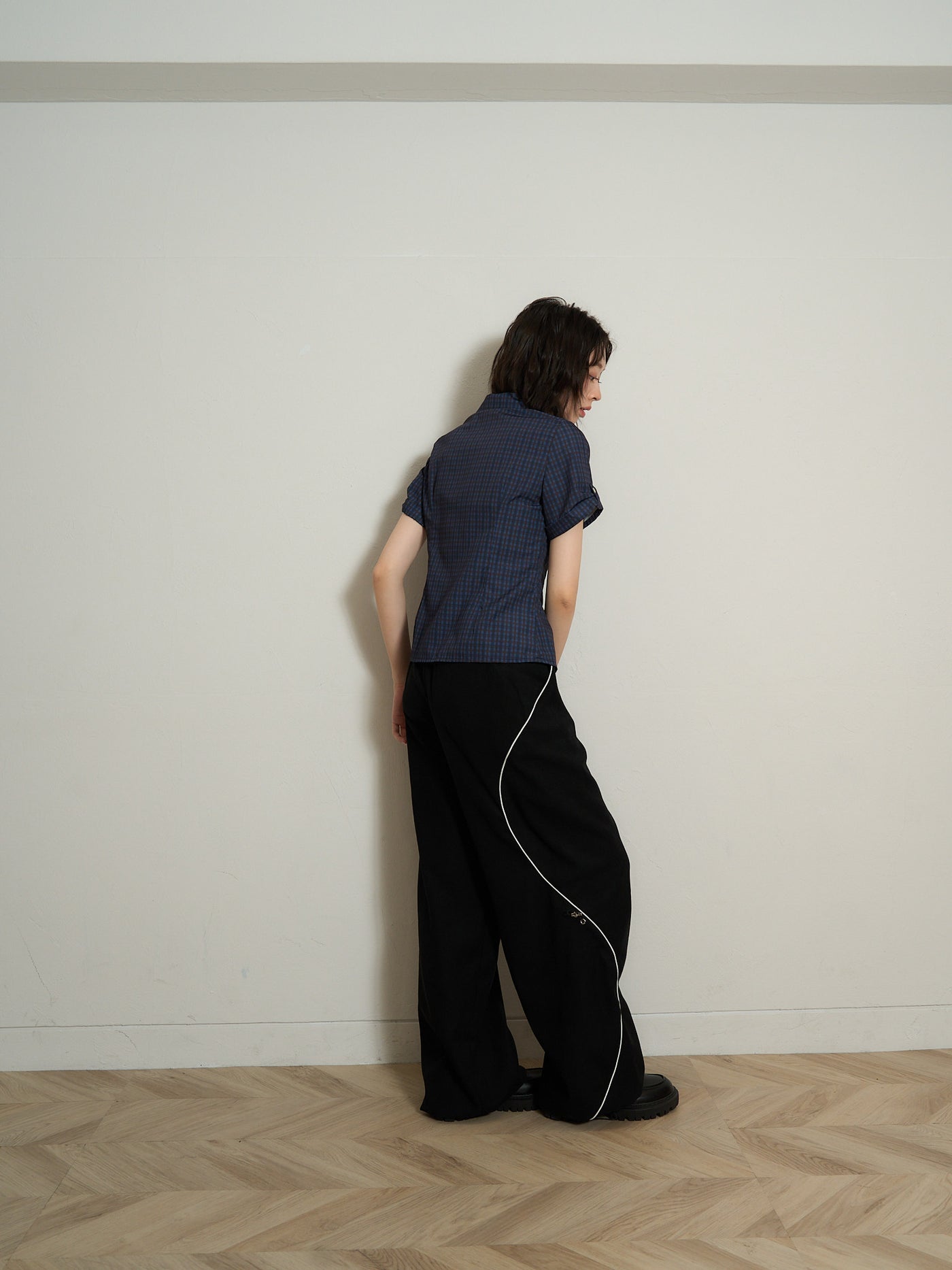 stitch line wide pants