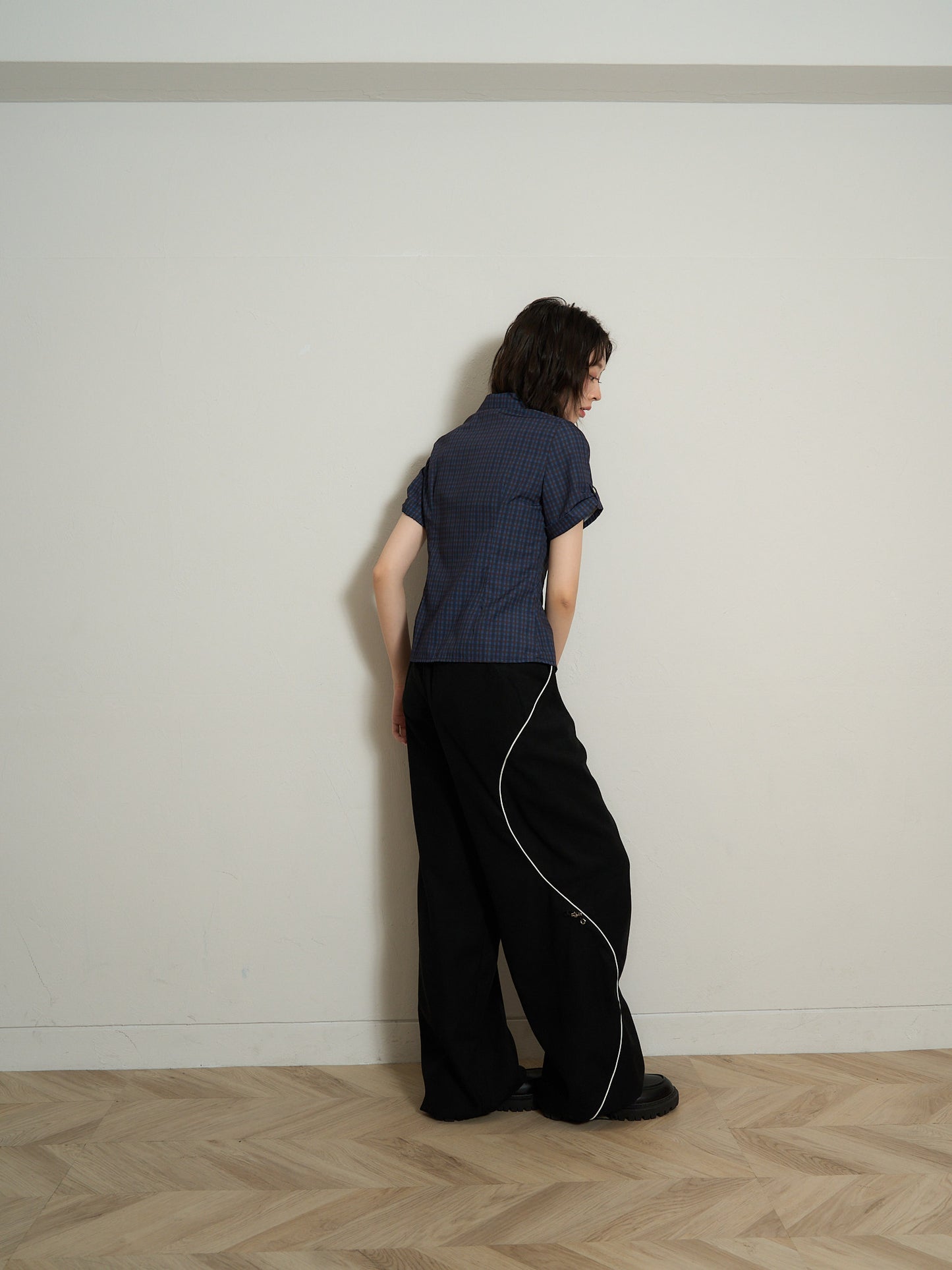 stitch line wide pants