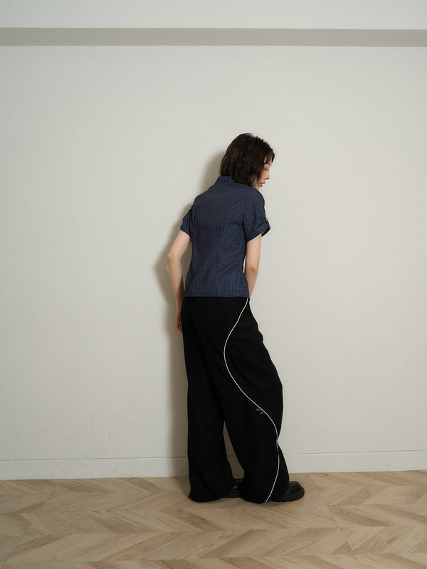 stitch line wide pants