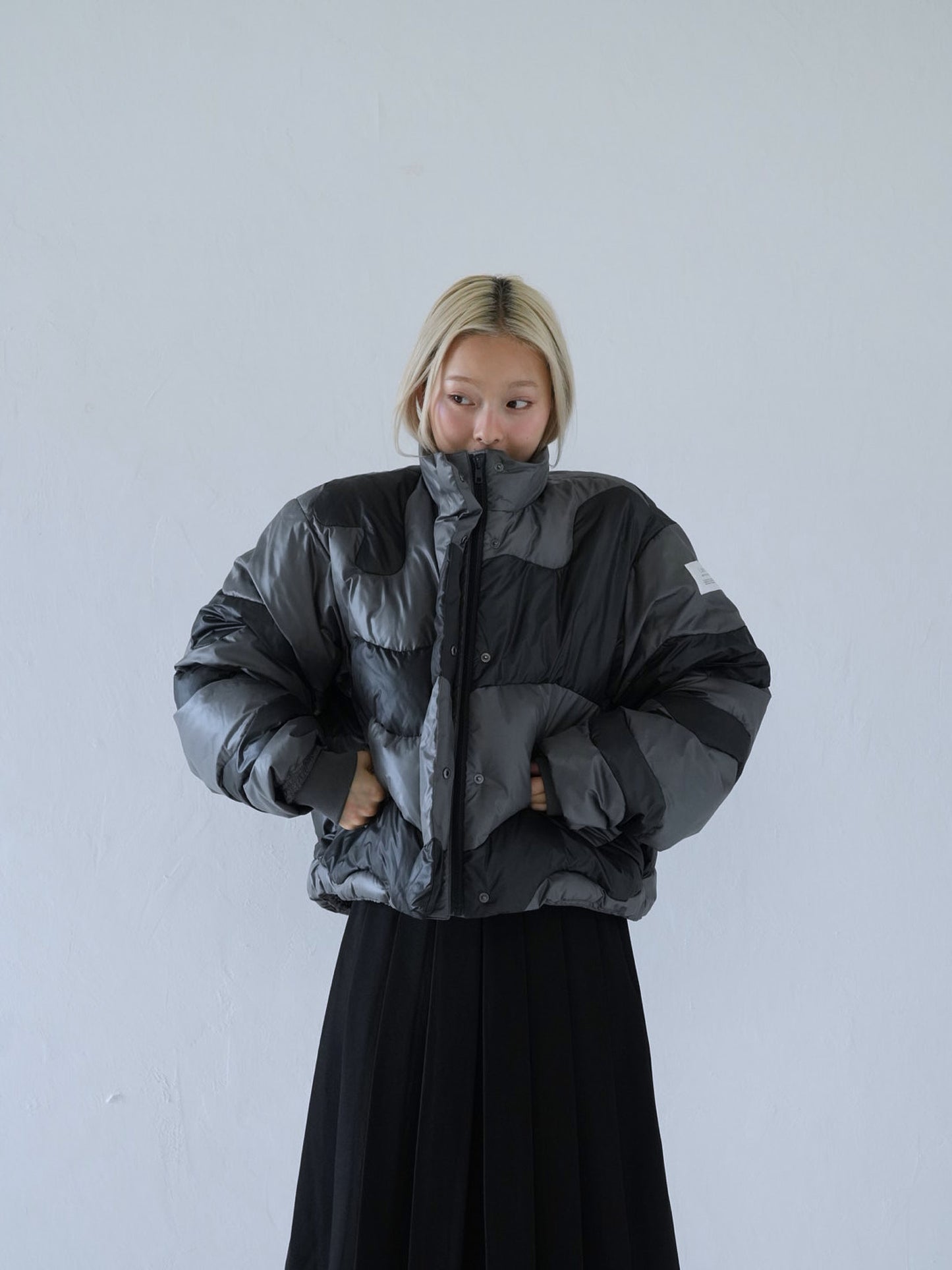 wave bicolor down jacket