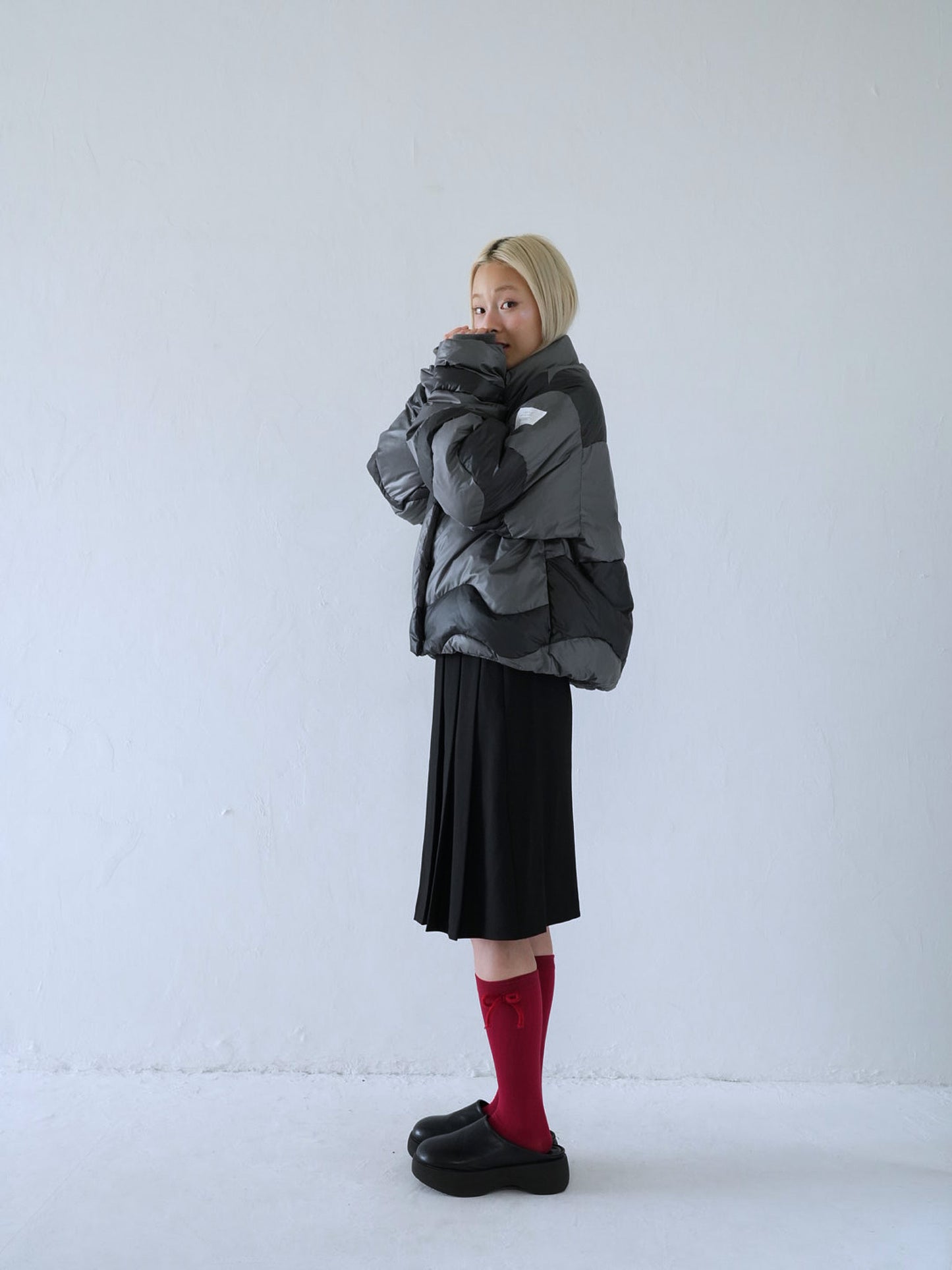 wave bicolor down jacket
