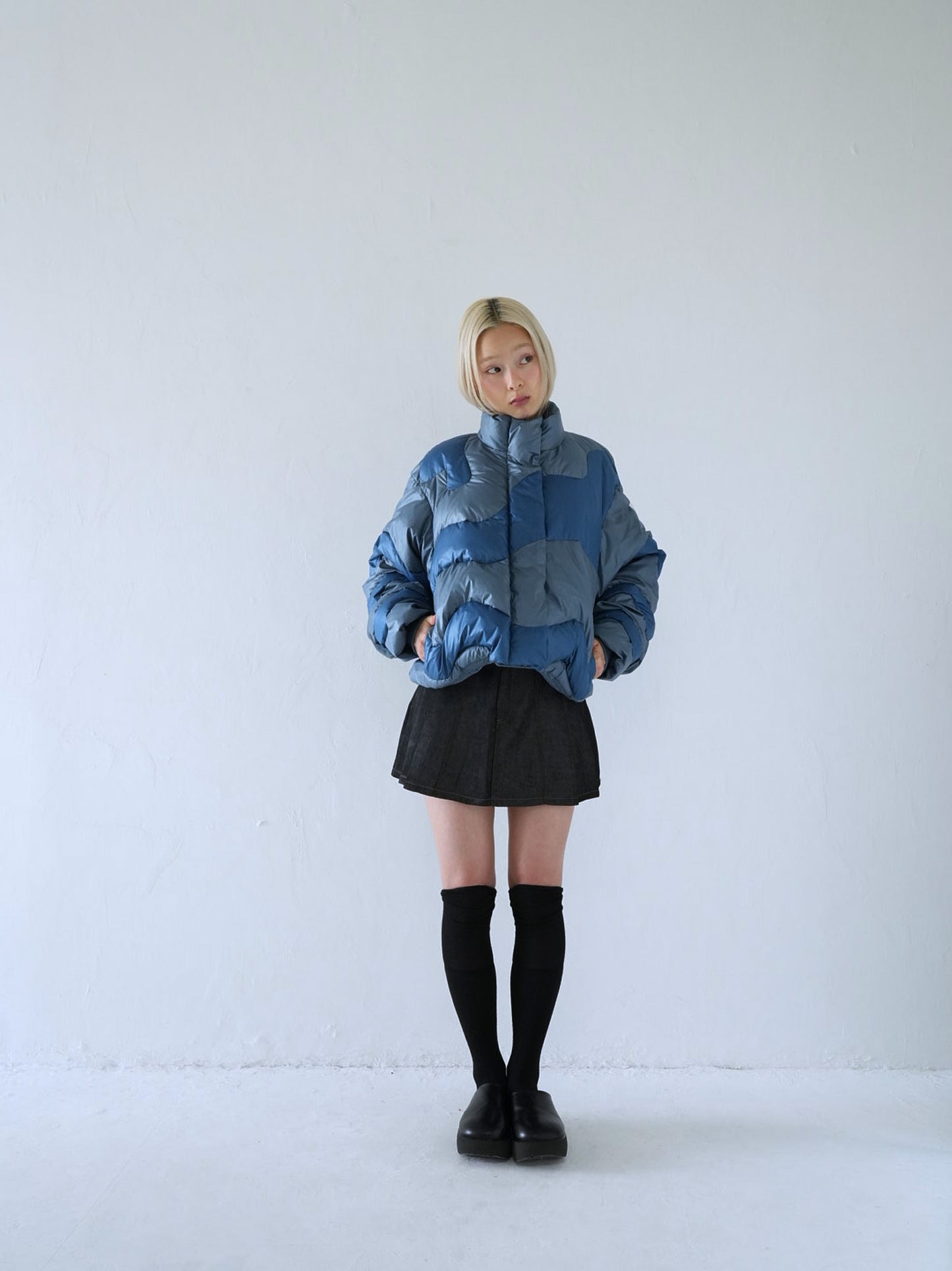 wave bicolor down jacket