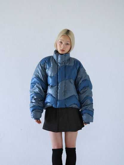 wave bicolor down jacket