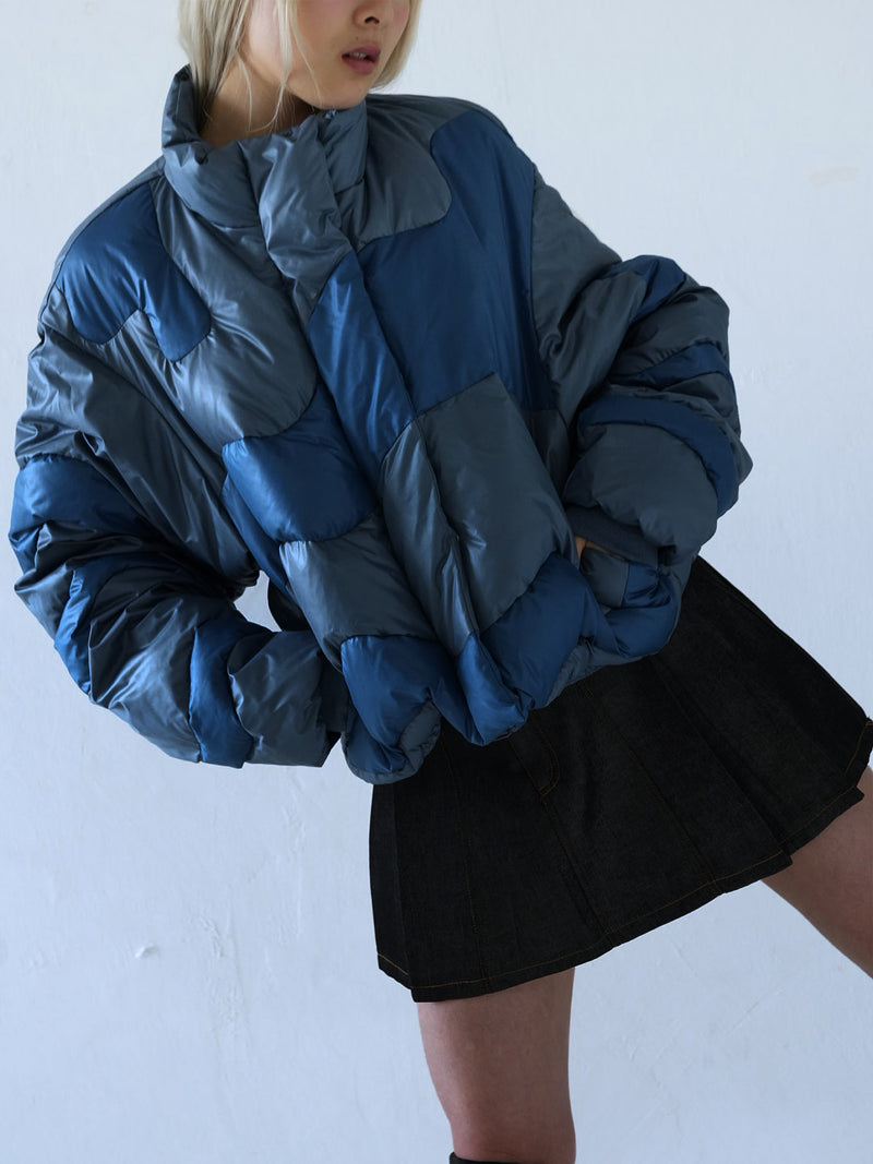 wave bicolor down jacket