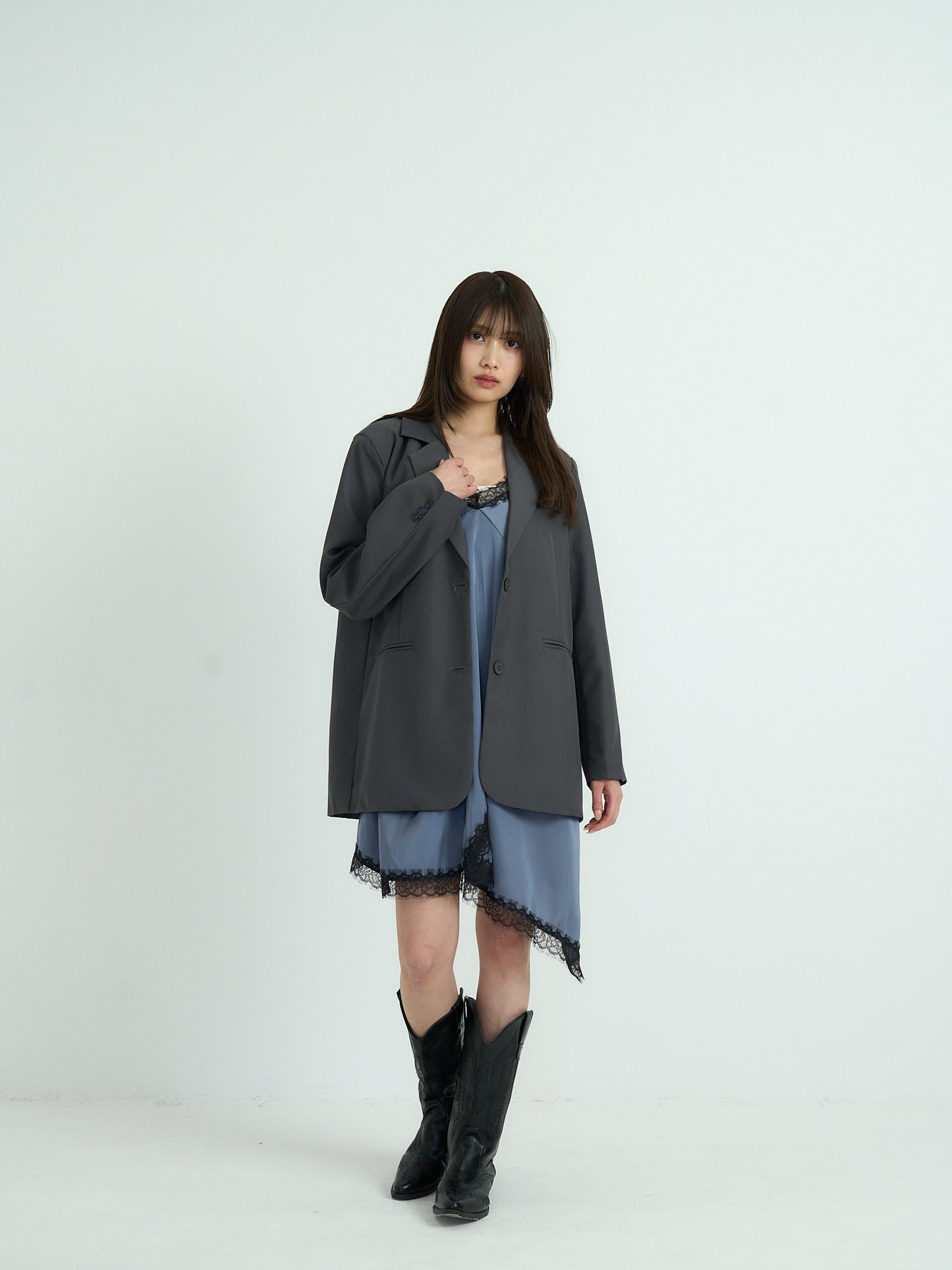 diagonal back slit jacket