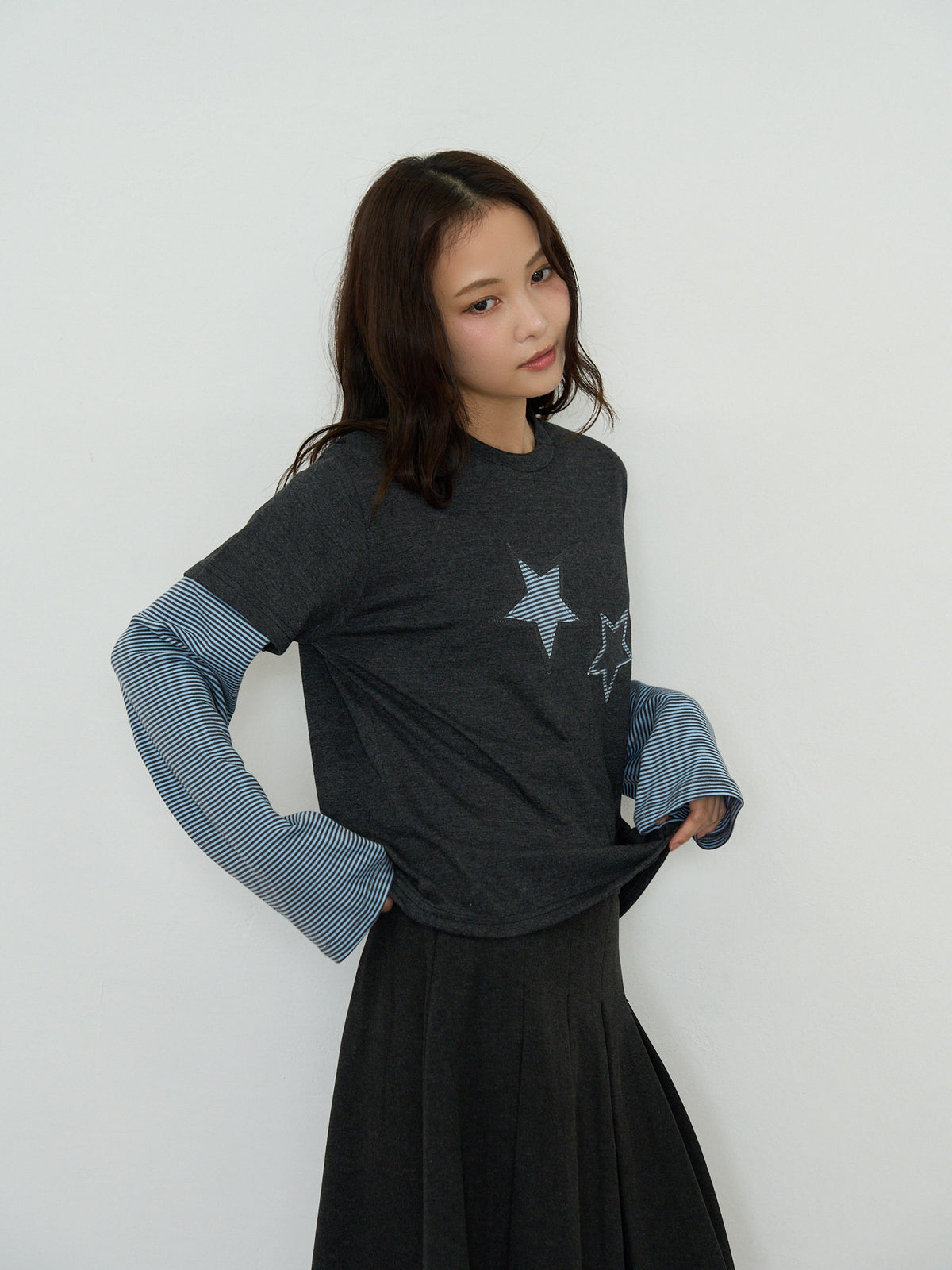 star border layered long sleeve tee
