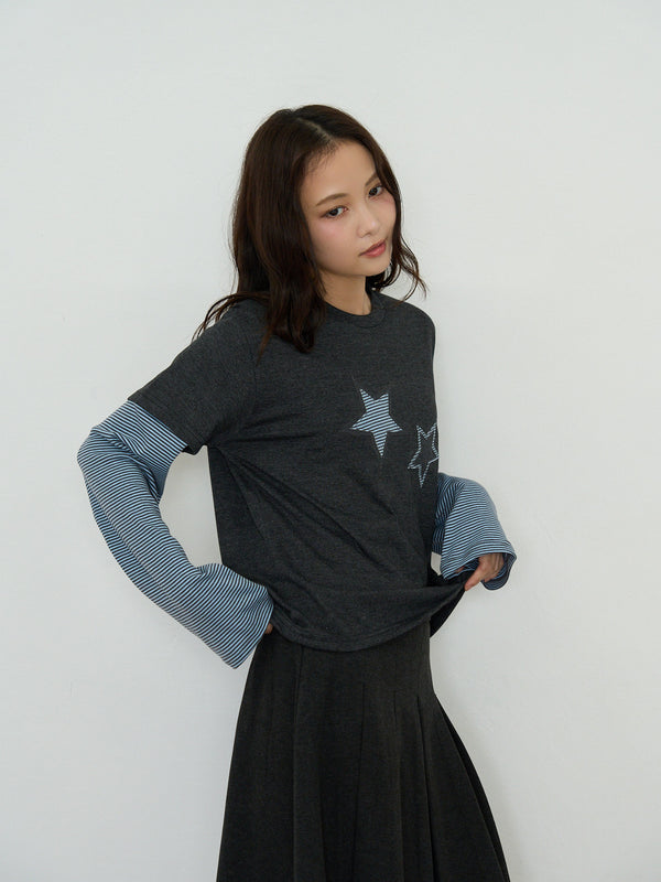 star border layered long sleeve tee
